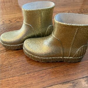 UGG Kids Metallic Gold Glitter Rain Boots
